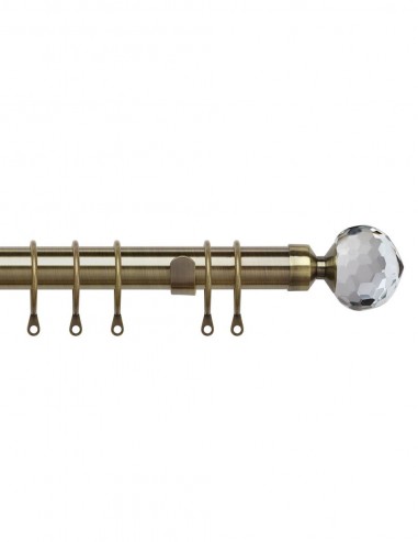 Curtain Pole Pristine Crystal Antique Brass